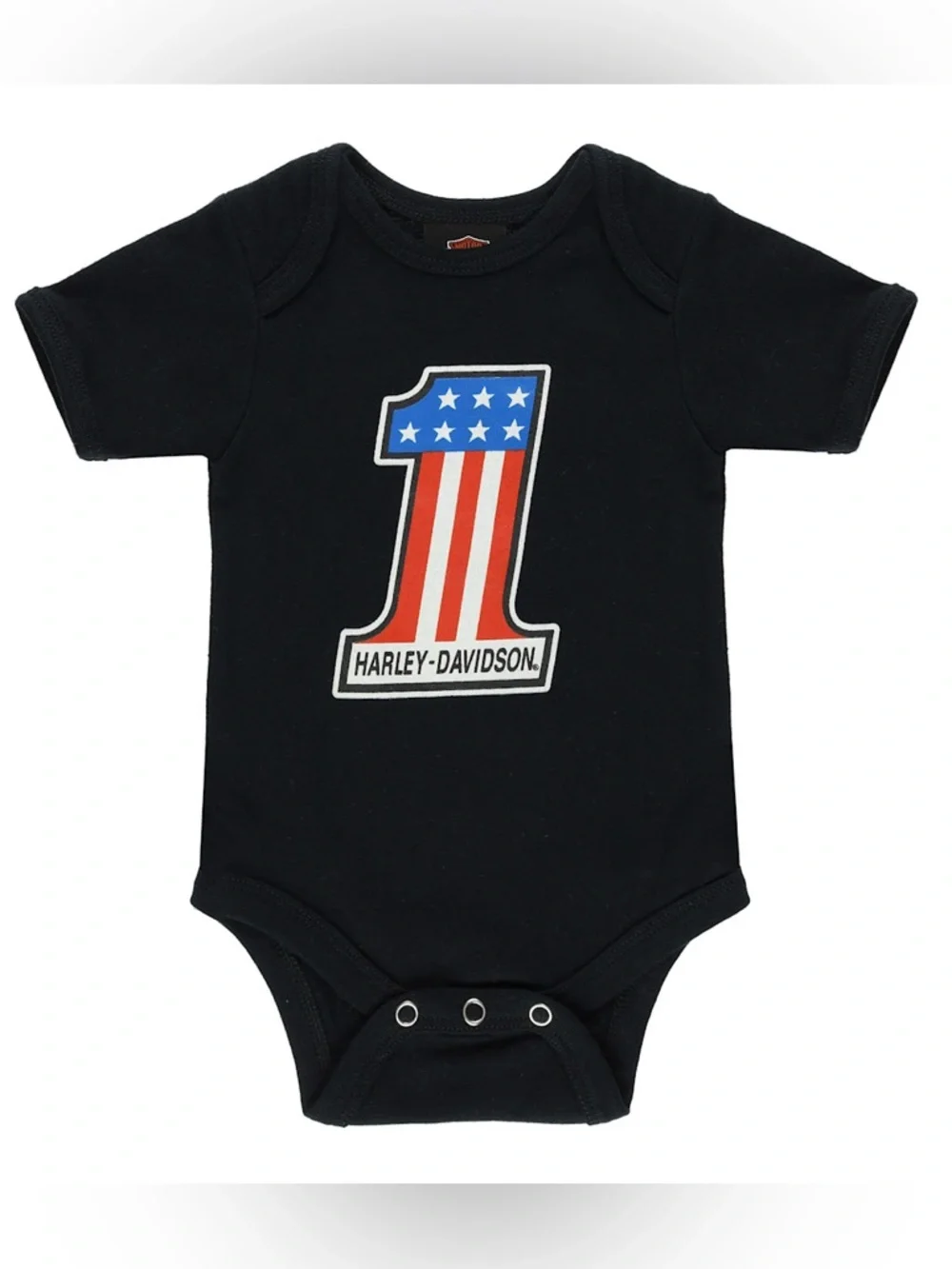 Harley-Davidson‎ Baby Bodysuit Patriotic Number 1 Red White Blue - 3-6M